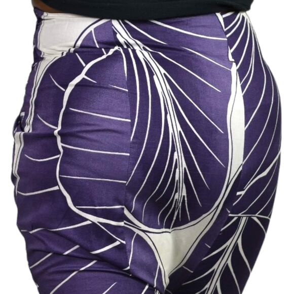 Benetton Drop Crotch Capri Shorts Purple Cotton Harem High Waist Relaxed Size 4 - Picture 5 of 16